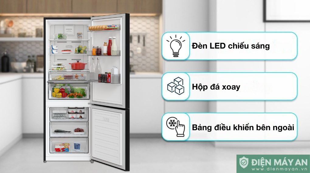 Tủ lạnh Hitachi Inverter 323 lít HRBN6340DGBKVN